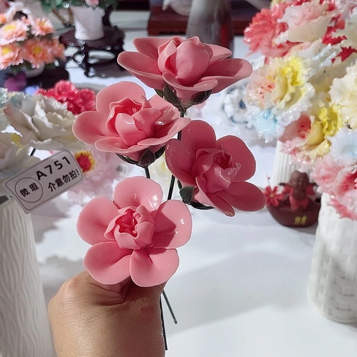 摆件德化工厂陶瓷手工捏花