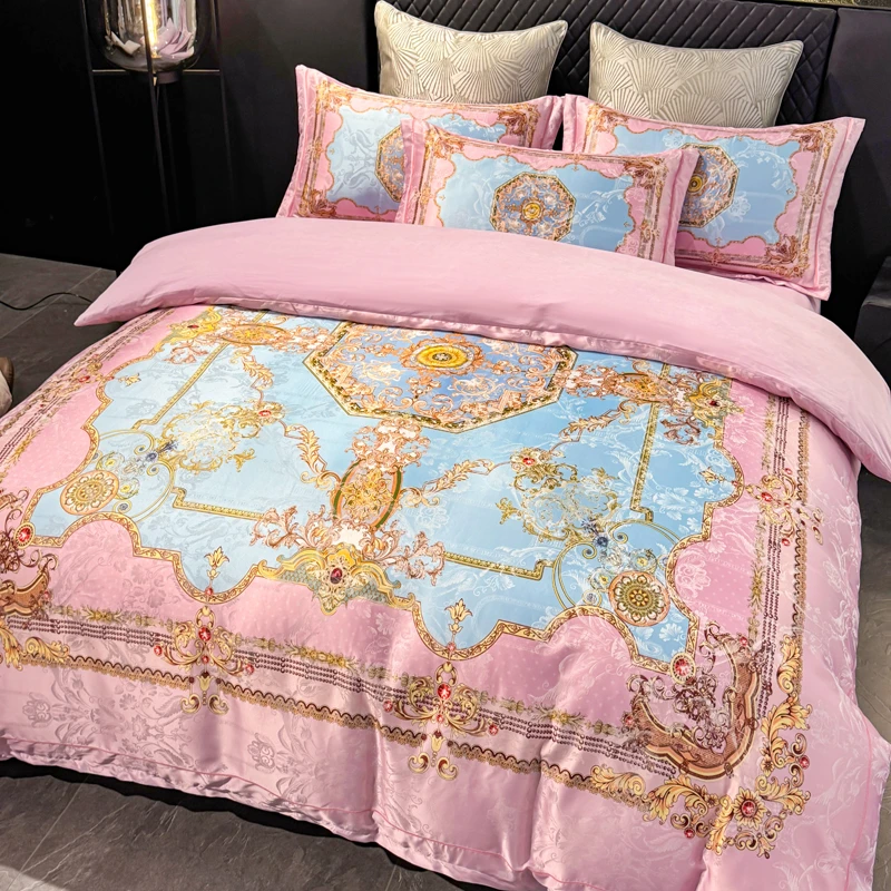 【美总专属】轻奢人棉高档贡缎提花数码印花四件套