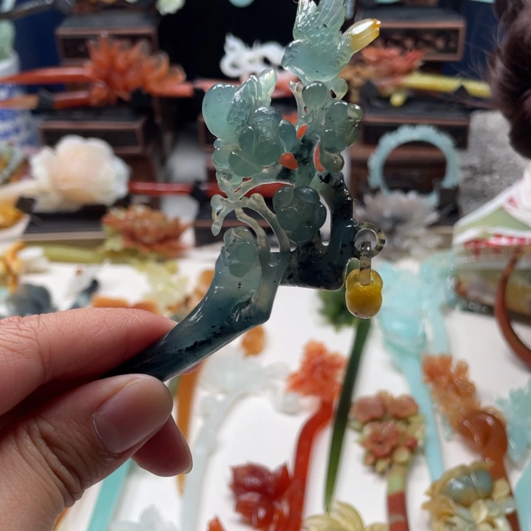 【闪购商品】蛇纹石玉发饰未镶嵌?****源