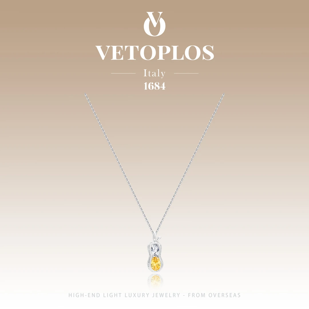 坠链均925银 【财富花生】Vetoplos设计师款时尚双色花生项链F2363