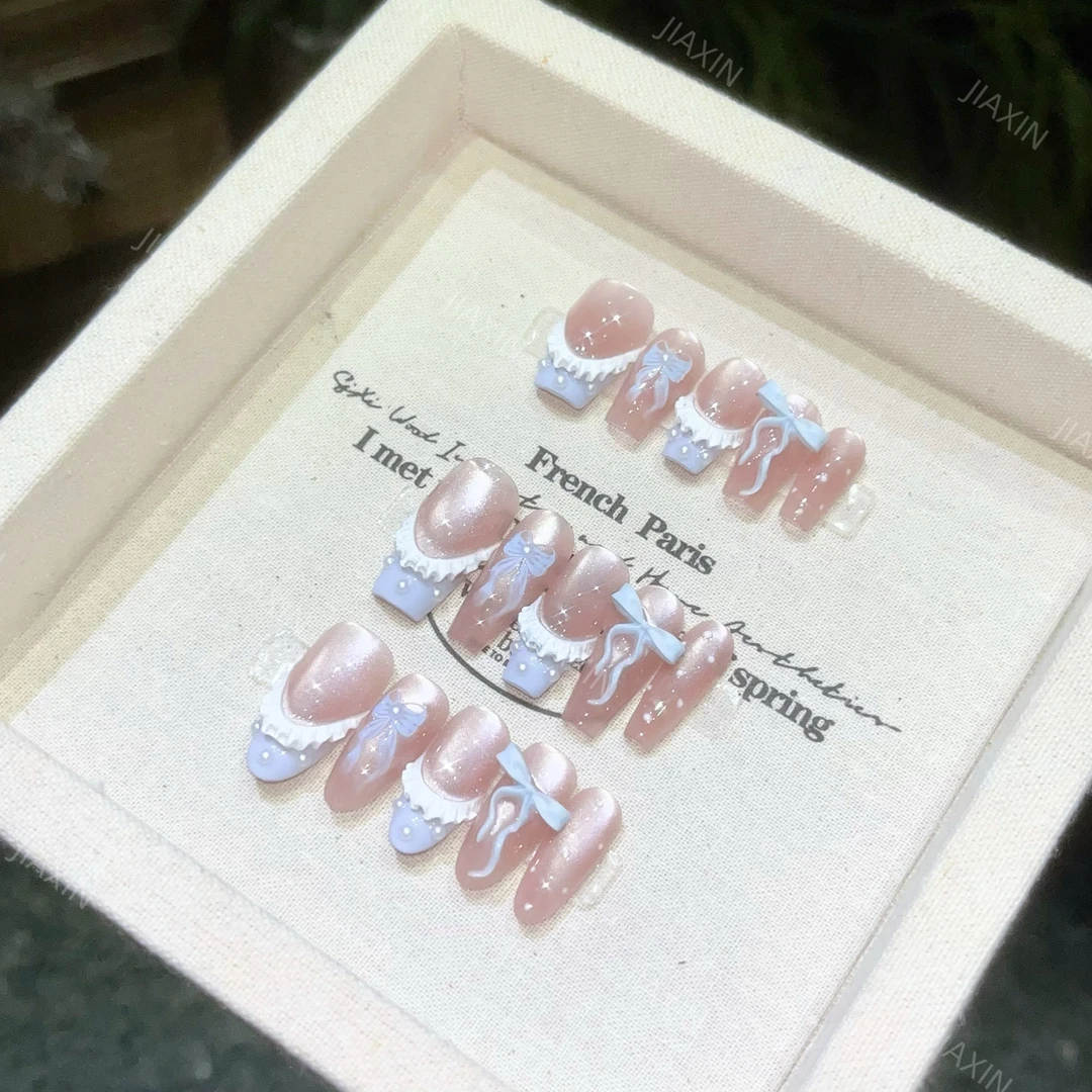 【辛德瑞拉】纯手工新款穿戴甲美甲高级猫眼纯欲短款甜酷显白