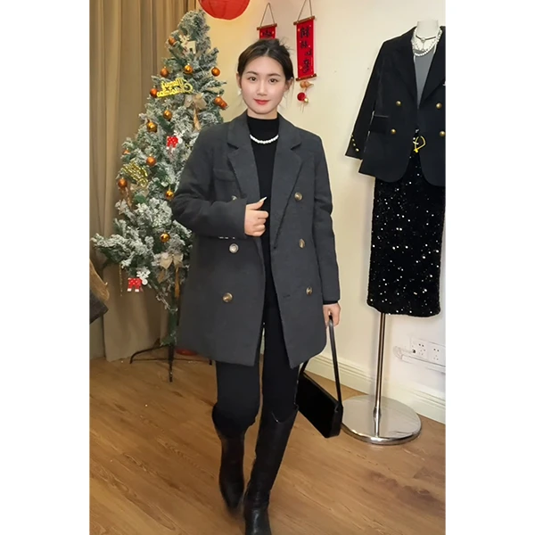 羊毛大衣西装呢子休闲设计师款大衣