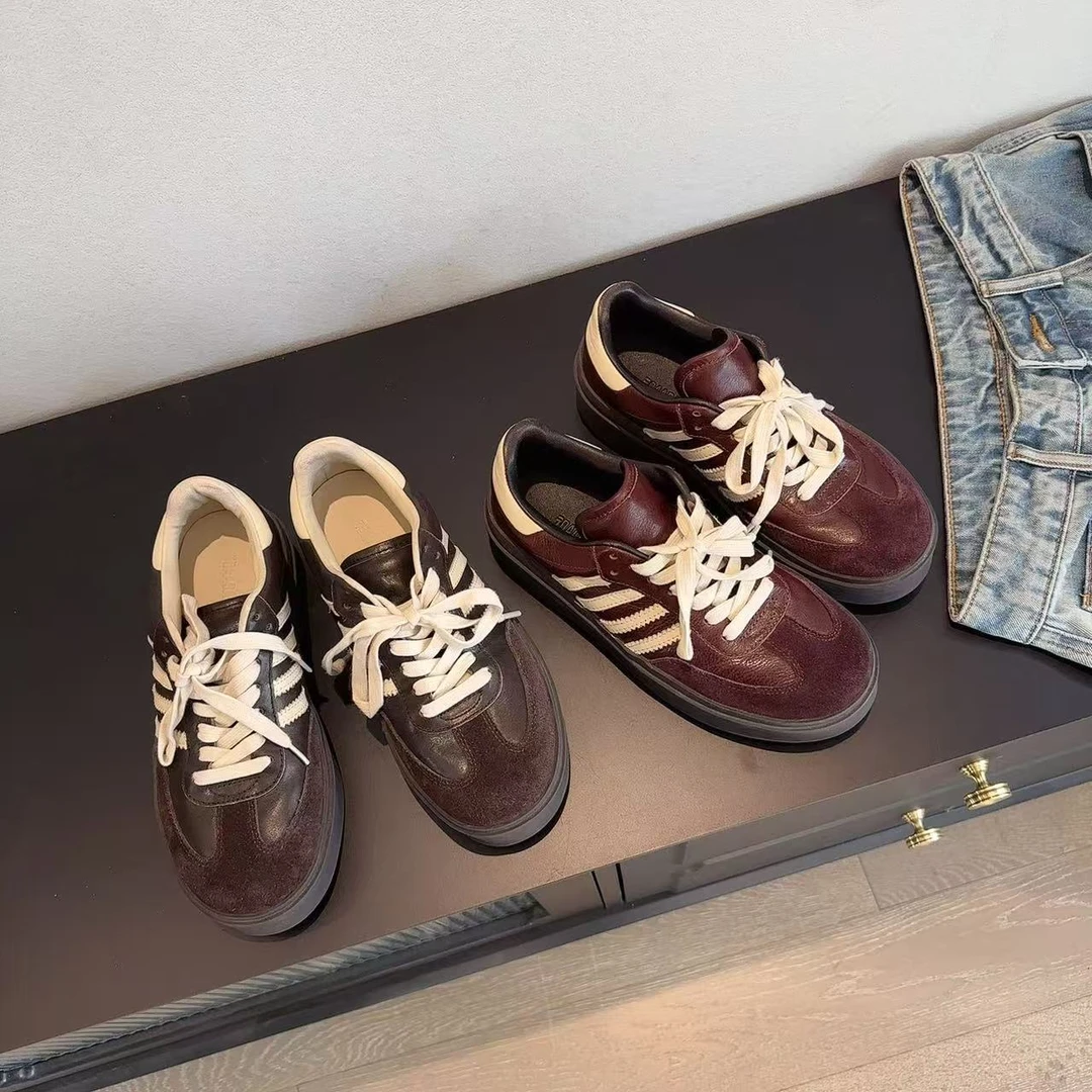 【欧货】四杠德训板鞋2024秋冬百搭小牛皮厚底板鞋休闲鞋 8109