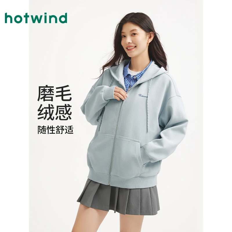 热风商场款女装卫衣女款连帽休闲/绒衫双11返场秋冬保暖新款上衣