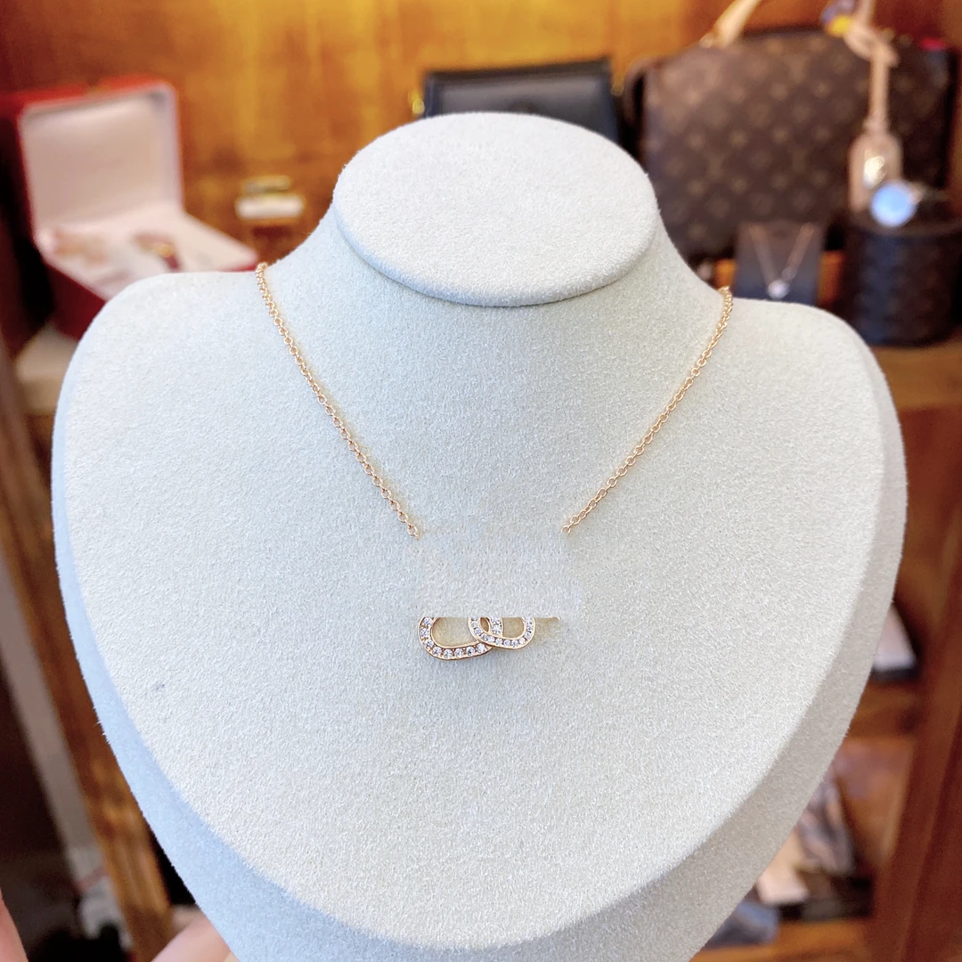 吊坠925银合成锆石 定制黑标K枚金色镂空双子葫芦百搭项链dois12