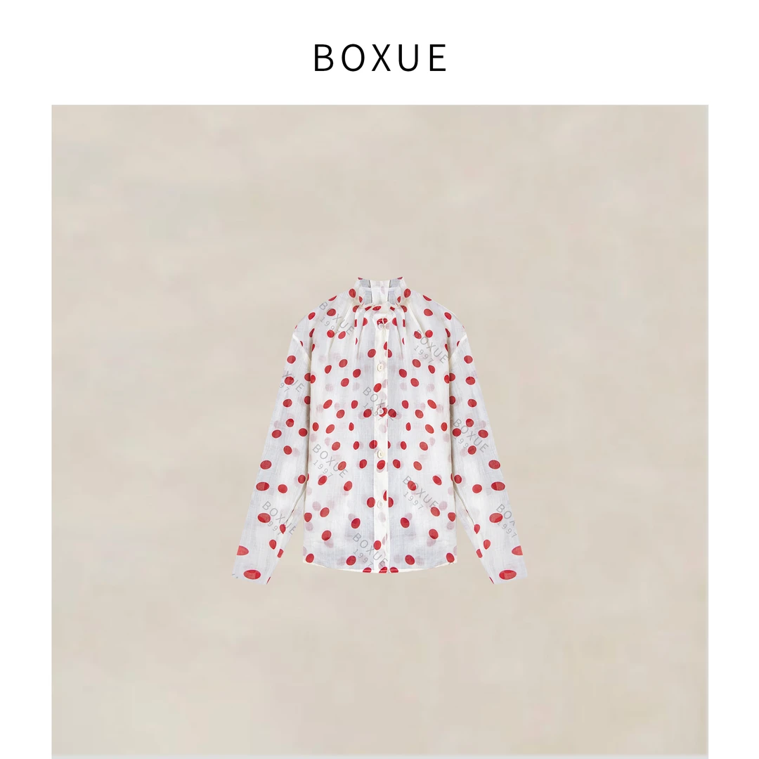 BOXUE“艺术波点”2025春季新款高级苎麻+天丝波点 衬衫#250107CS32