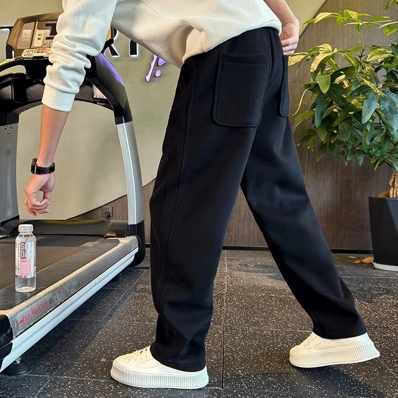 仓石一树潮牌痞帅直筒宽松卫裤男秋冬季高端百搭加绒运动休闲裤子