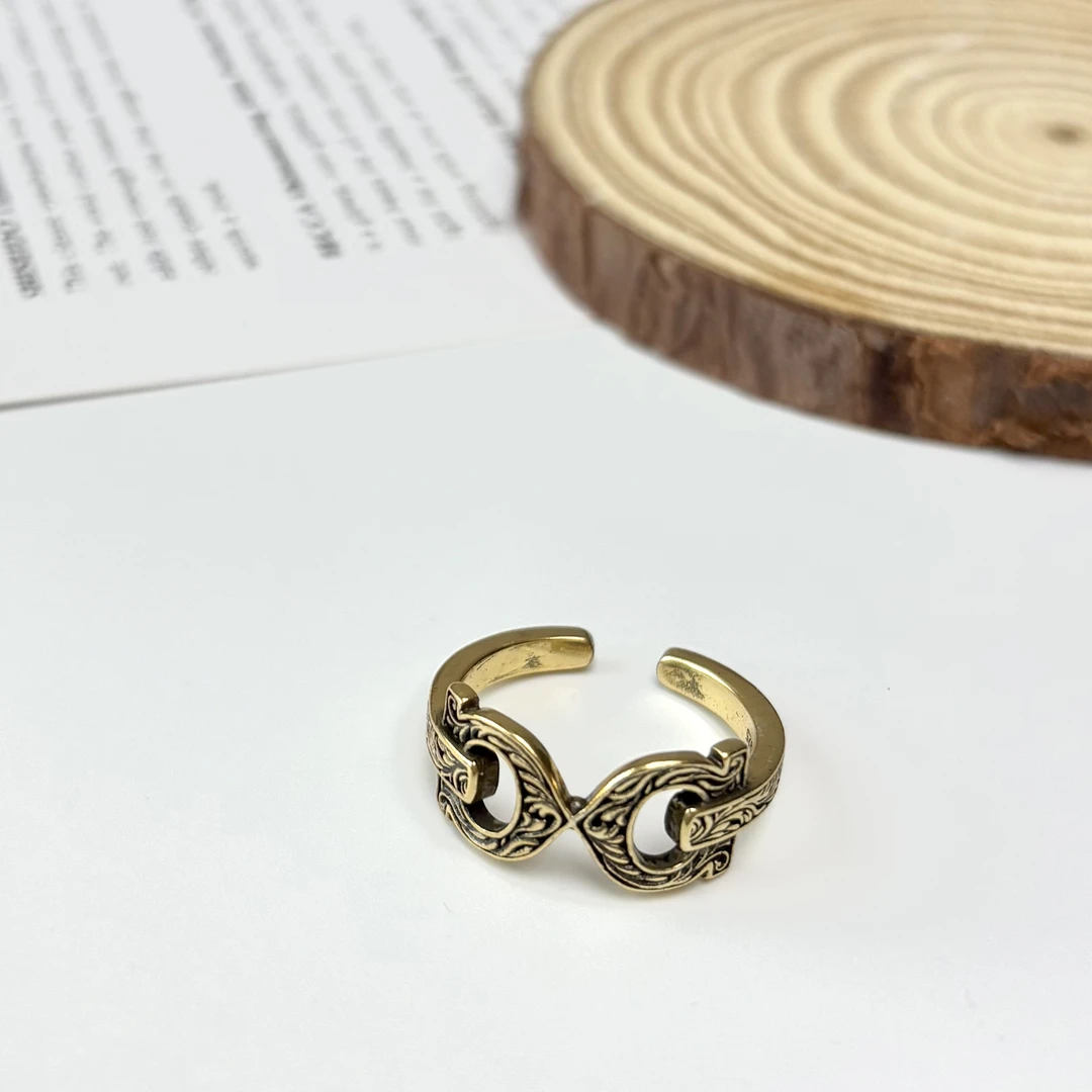 925银戒指 韩国东大门中古风高品s925唐草纹戒指时尚个性-J0036