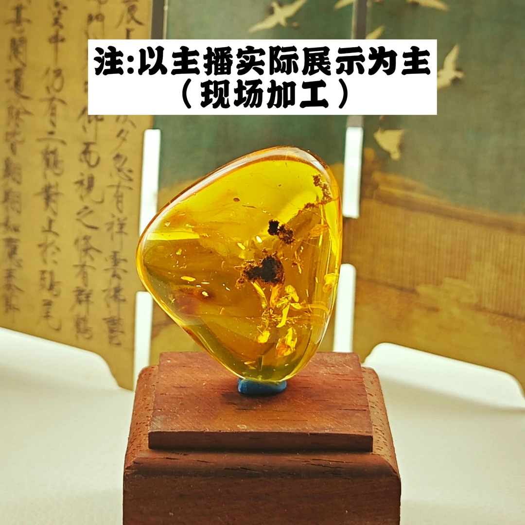 【虫珀料20-50克】天然俄料琥珀（送打孔绳子穿好绳做成品）