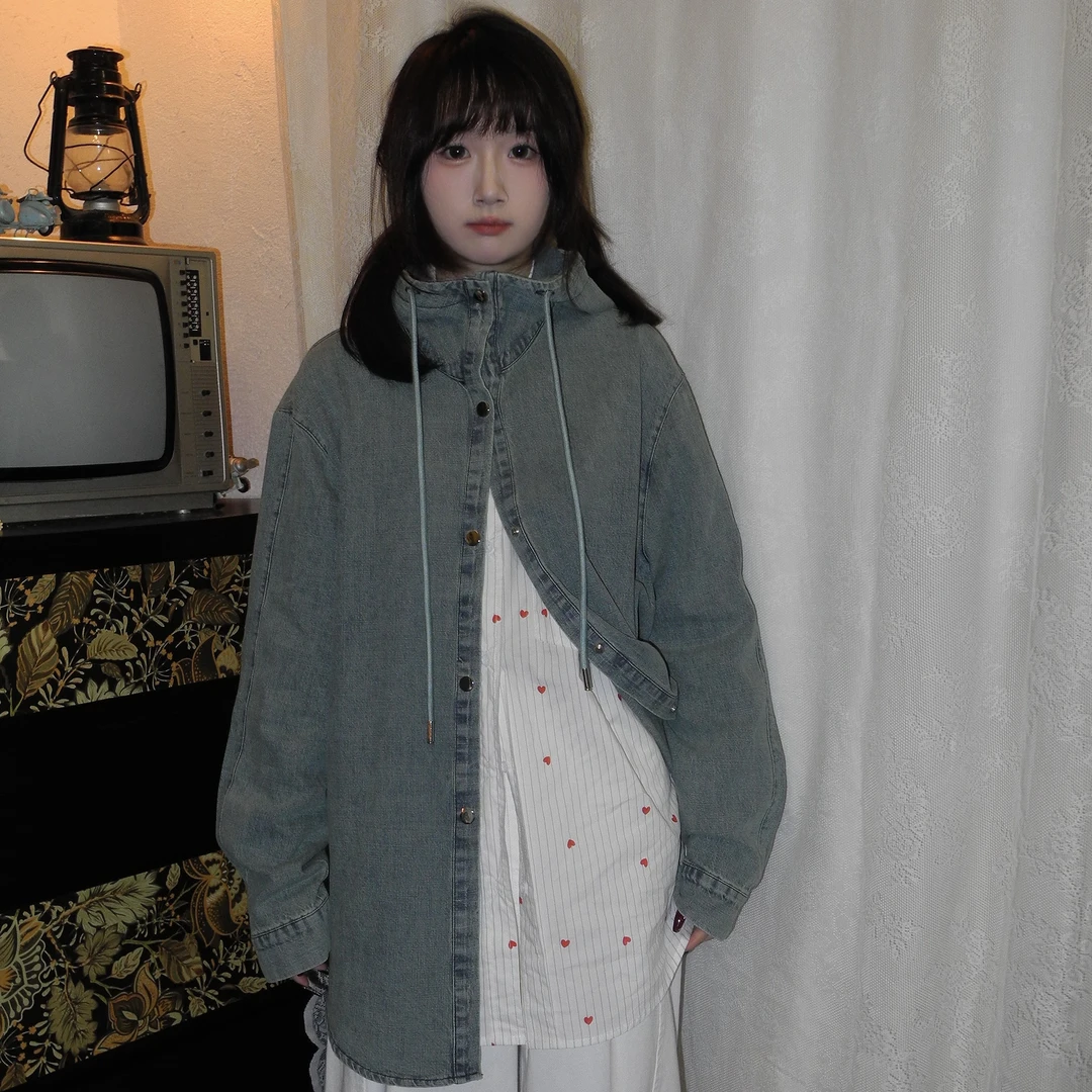 【牛仔衣】连帽春季牛仔宽松外套