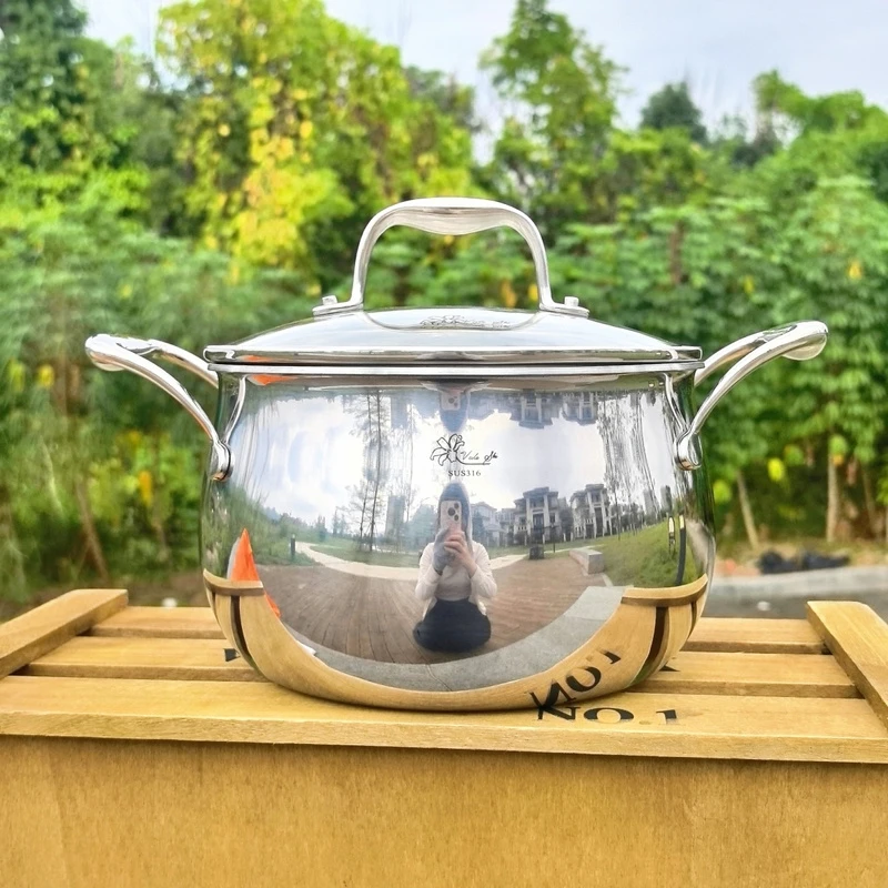 维乐仕20cm汤锅316不锈钢泡面锅辅食锅无涂层热牛奶锅配盖厚底