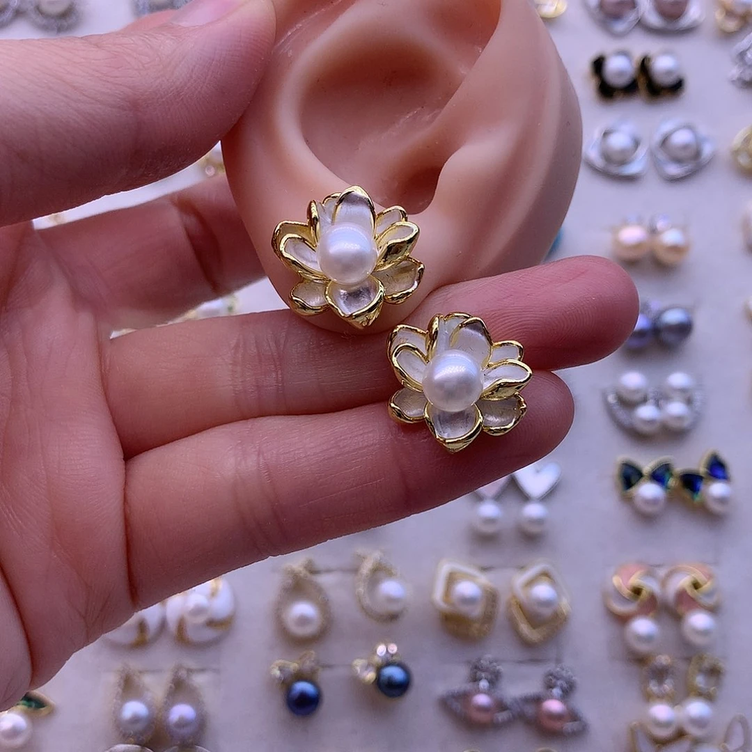 淡水珍珠耳饰合金