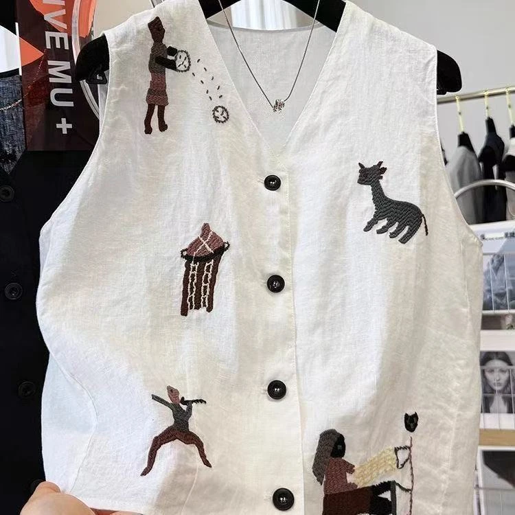 【大梨专属】 136 韩版重工刺绣背心时尚休闲马甲
