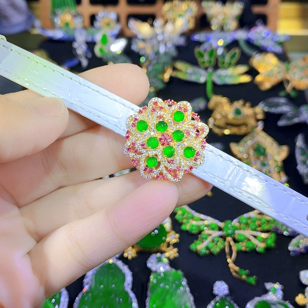 吊坠(不含链)银S925镶嵌翡翠