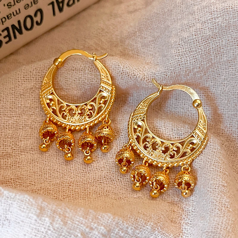 铜合金耳饰 金色流苏耳环女2025新款轻奢高级感气质大气耳钉耳饰