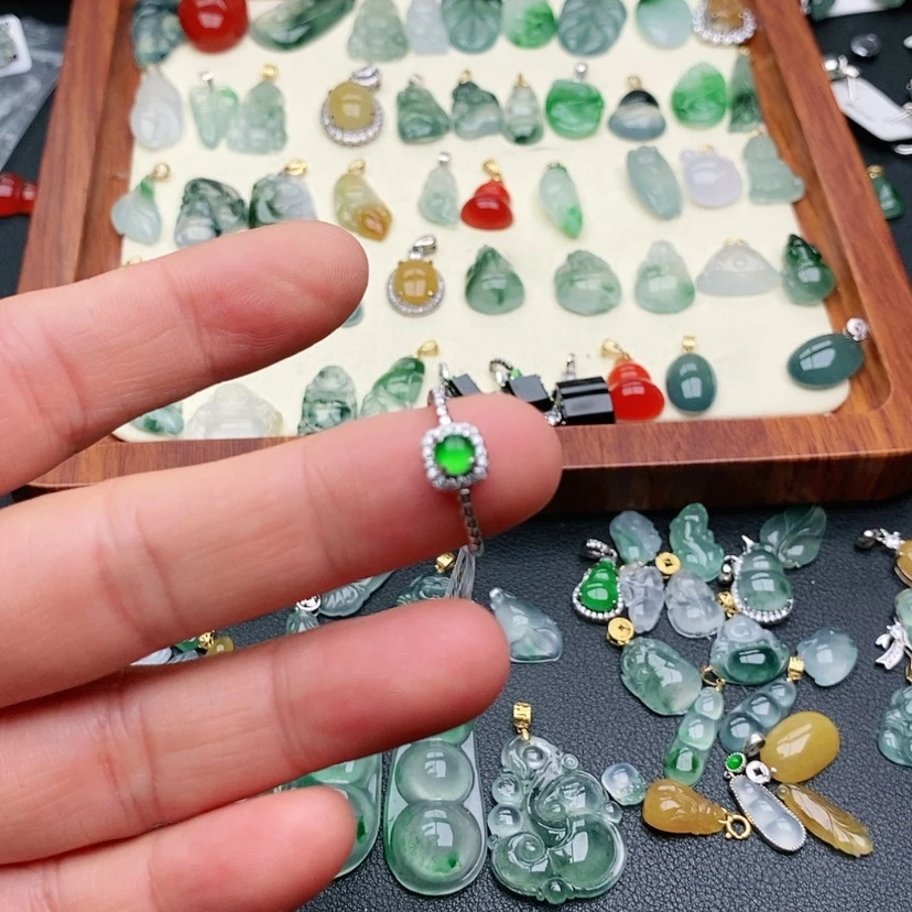 【闪购商品】翡翠戒指银S925镶嵌A**a戒指