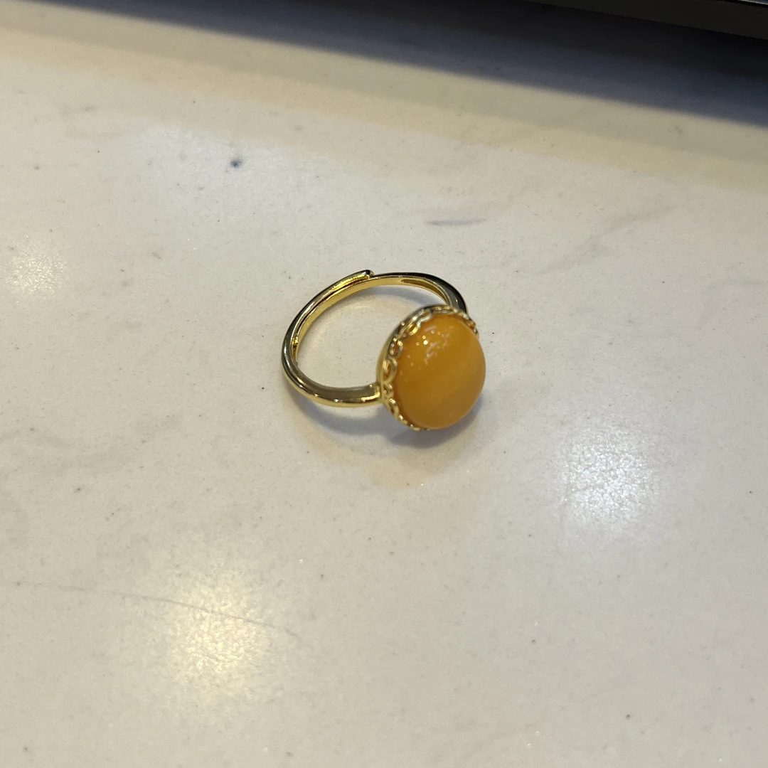 【春雷已砍价】925银蜜蜡蛋面戒指多样性发一B1690106