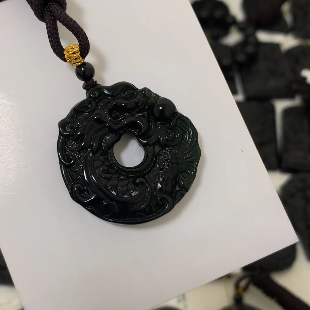 天然缅甸a货钢琴黑挂件