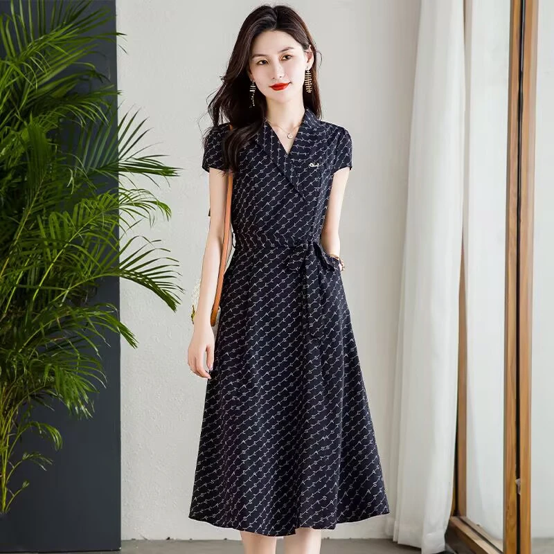 连衣裙女夏2025新款十三行高端品牌爆款时尚冰丝小个妈妈裙子