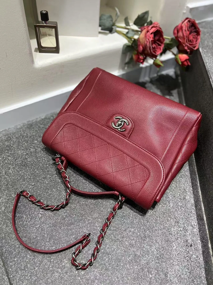 95新 Chanel/香奈儿 定金 红色公文包菱格纹链条包