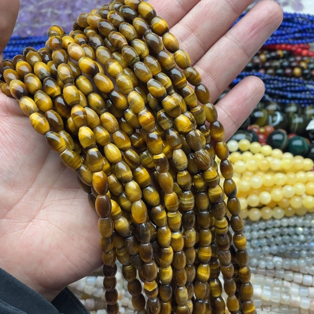 玛瑙/玉髓珠宝半成品未镶嵌一条装6*9虎眼枣珠