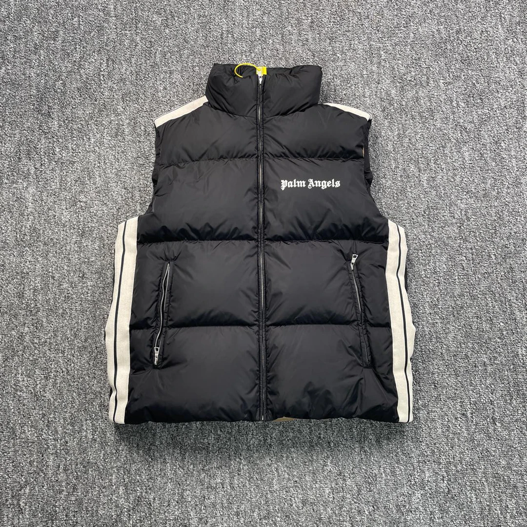 99新 MONCLER 5796黑色字母Logo印花羽绒马甲/2码/99新