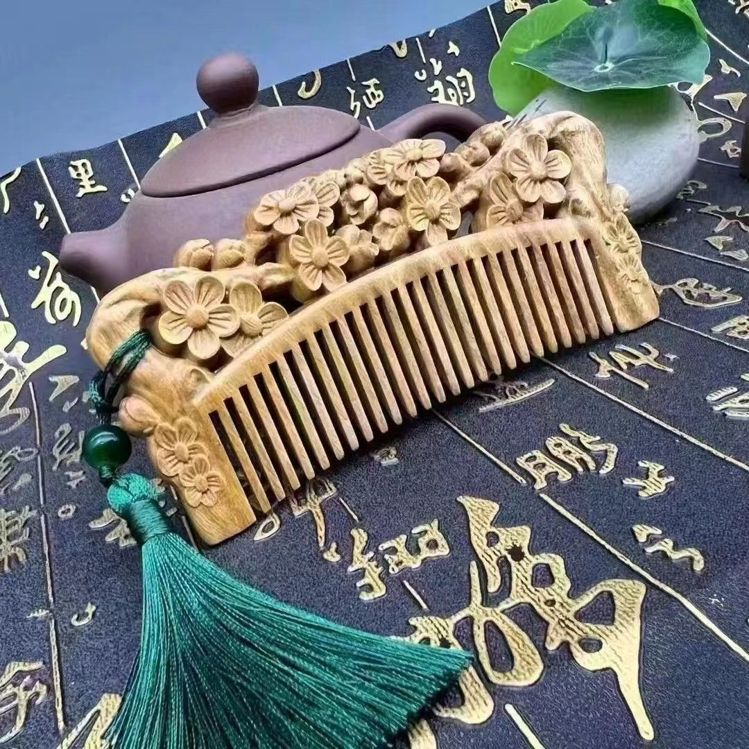 绿檀雕刻梳精美手串[无礼盒]-CX016