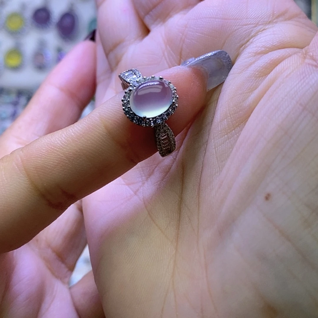 岫玉银S925镶嵌戒指