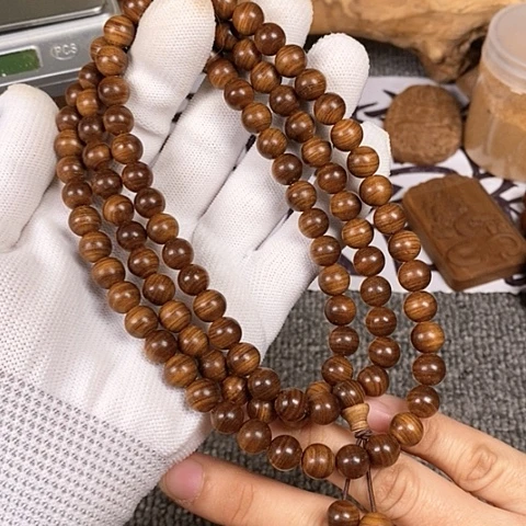 檀香木手串/手链老山檀香黑肉虎纹8.2/108沉水