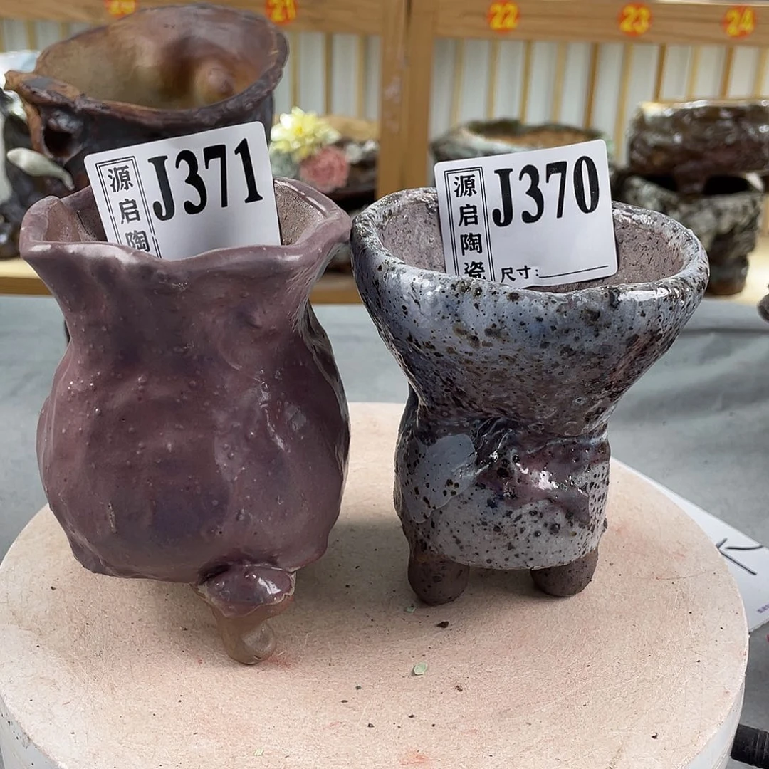 紫砂花盆景德镇手工陶瓷花盆370-371