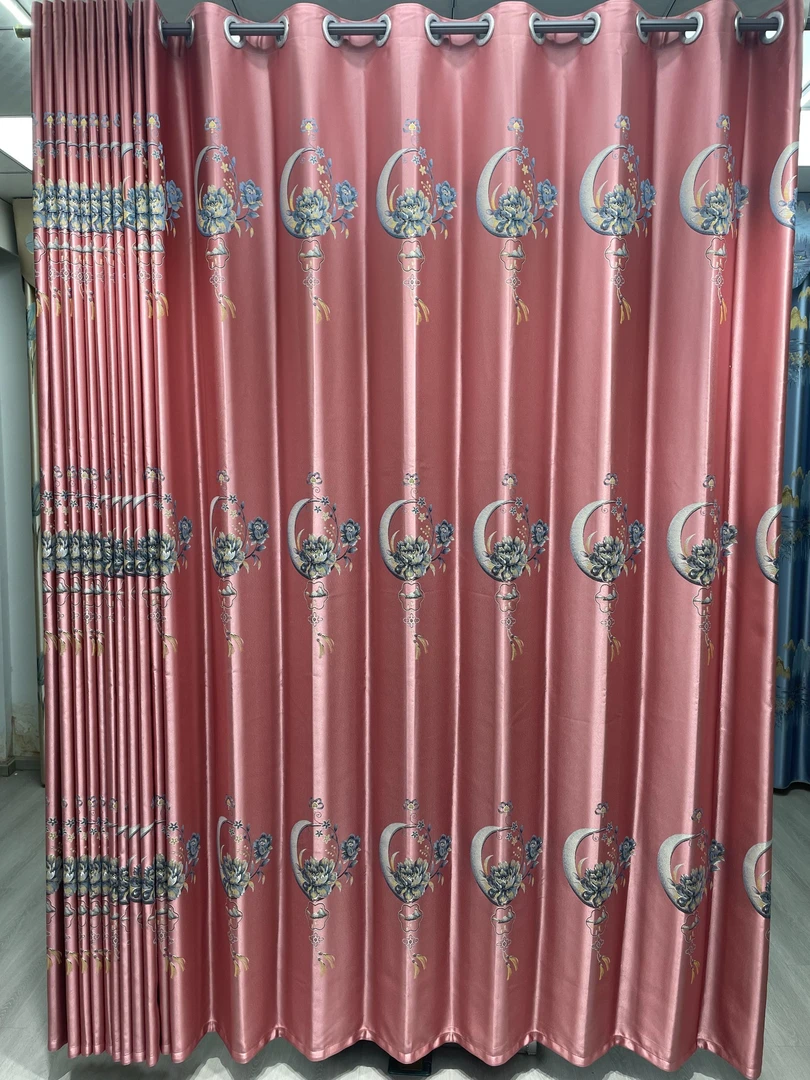 【花好月圆】5米宽一套中式国风高精密色织提花遮光窗帘成品帘