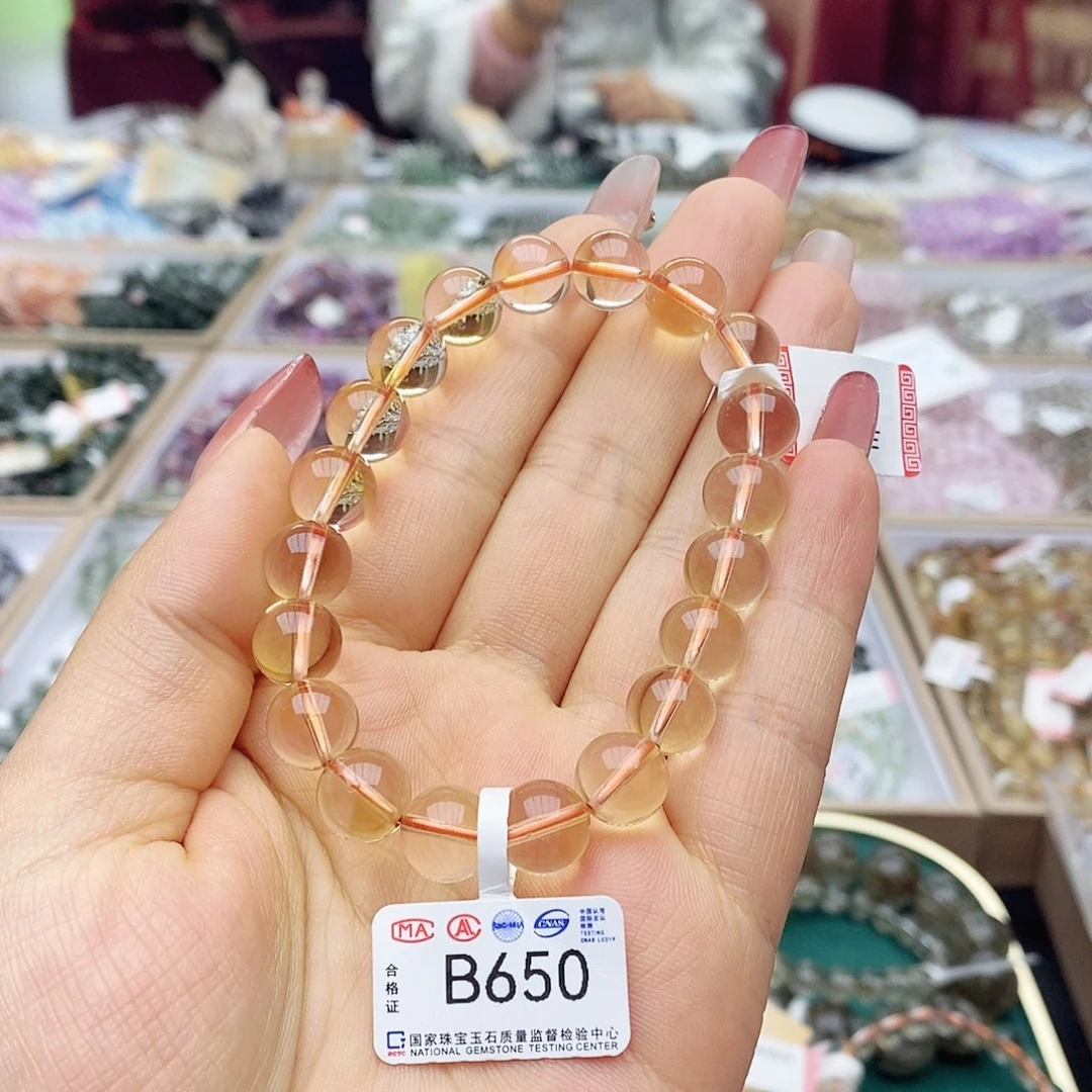 水晶手链未镶嵌莫****妙B650透体黄水9m