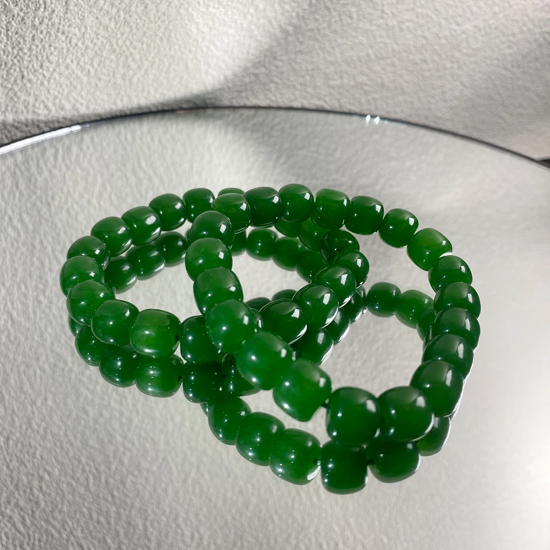 深绿色10mm桶珠手串发一条I50