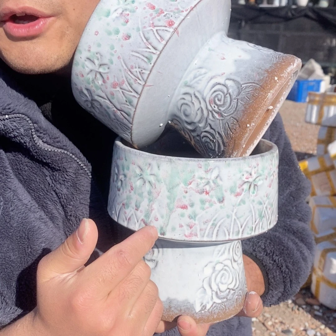 红陶杨杨花盆0208-1048