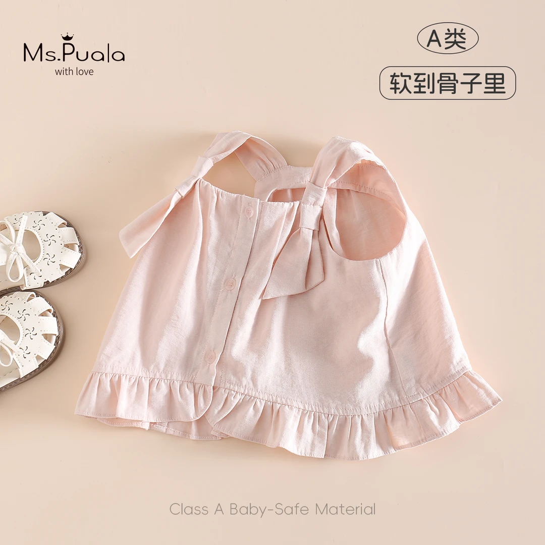 【MsPuala夏日限定】婴幼儿夏季上衣女宝宝无袖舒适衬衫小童外出服