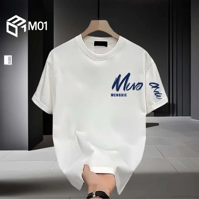 M01美式重磅纯棉短袖T恤男士休闲创意字母大码宽松高档半袖上衣服