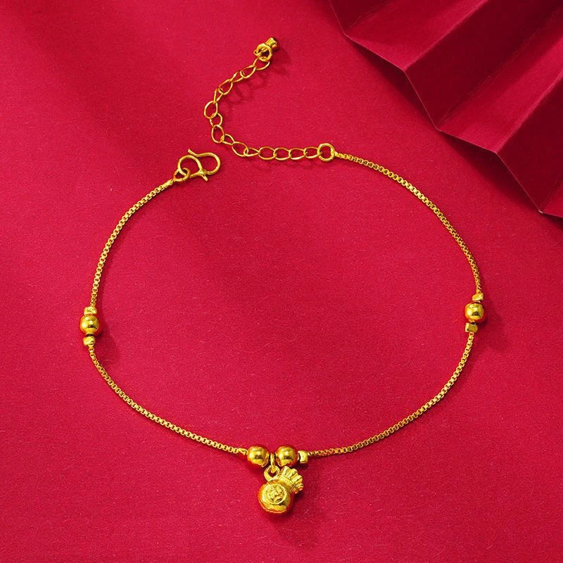 铜合金脚链 时尚脚链首饰金色百搭复古精致脚饰女款精美吊坠款