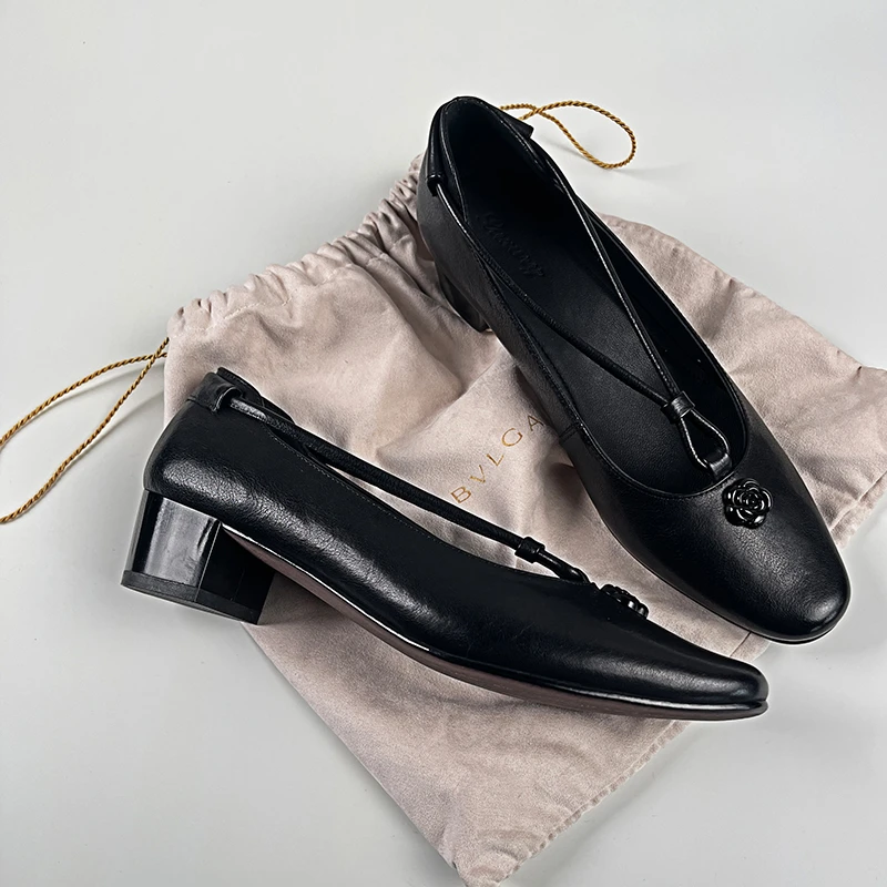 玛丽珍鞋粗跟法式单鞋黑色尖头鞋女鞋方头皮鞋复古圆头春季女鞋