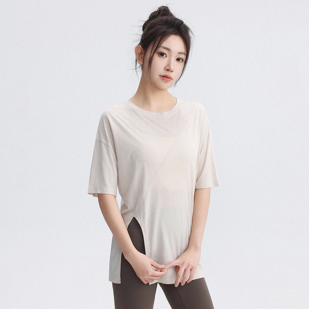 lulu运动服女宽松显瘦罩衫健身短袖训练普拉提瑜伽服上衣透气速干