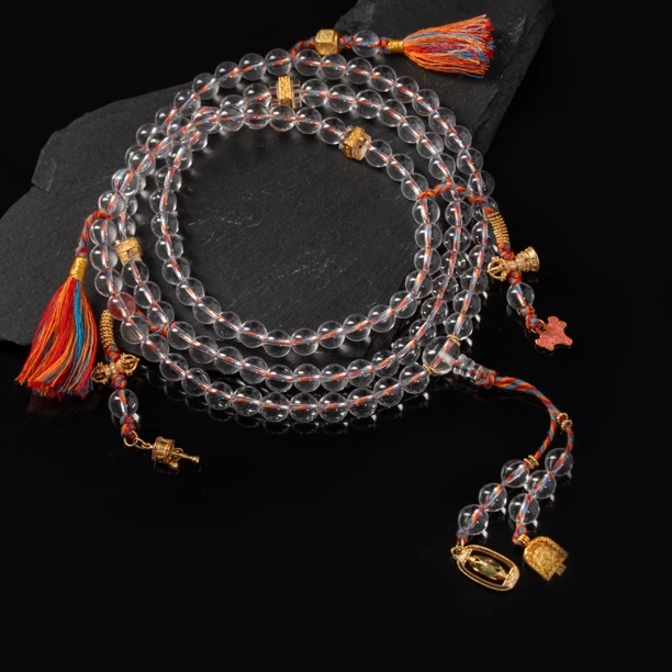 薛佳凝同款天然双A级全净体白水晶108息业念珠手串手链