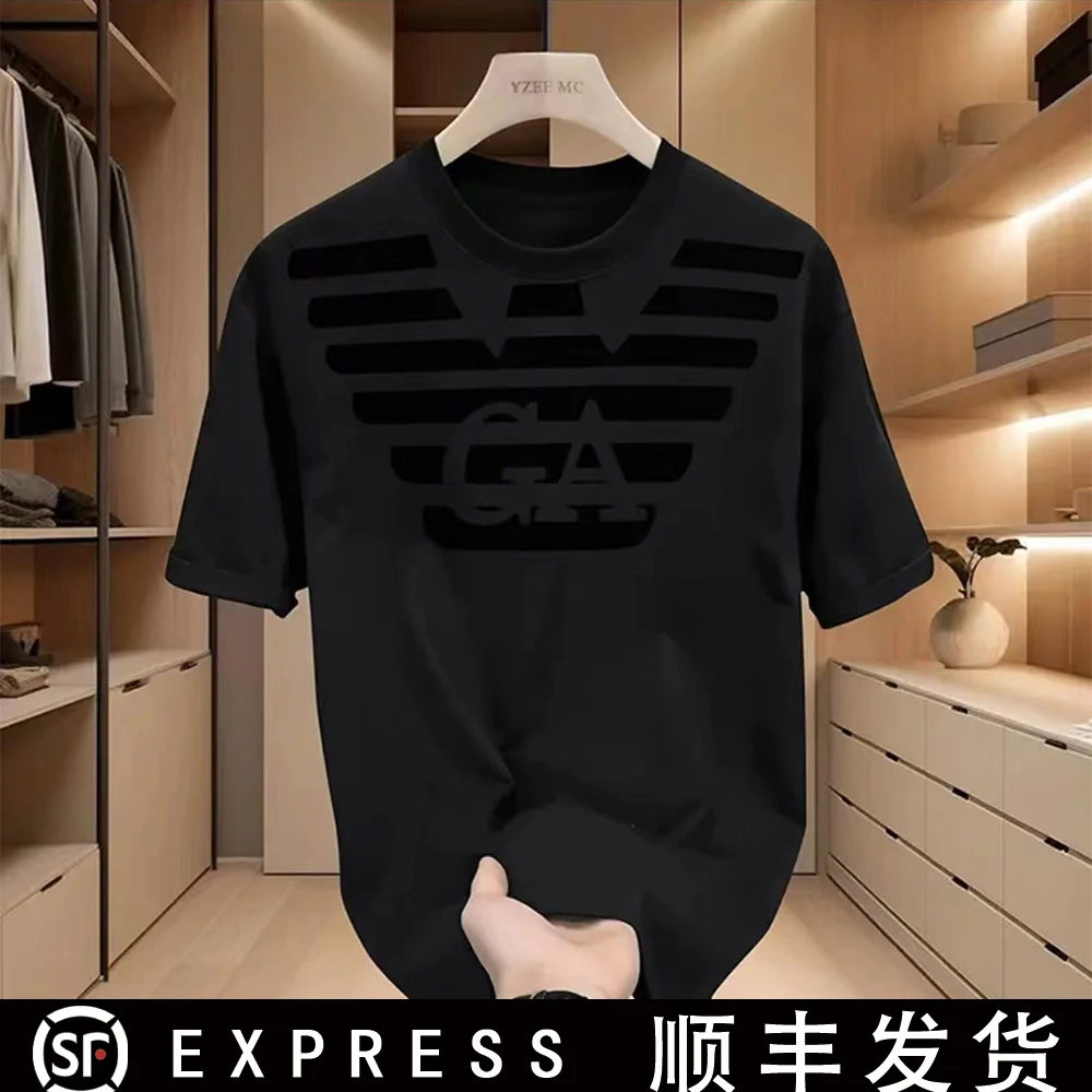 T068新款春夏季欧货休闲宽松时尚潮流潮牌百搭简约男士圆领T恤