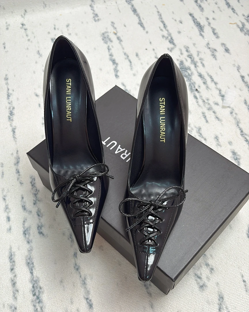 蝴蝶结高跟鞋女细跟尖头镂空高级感御姐名媛性感宴会法式单鞋爆款