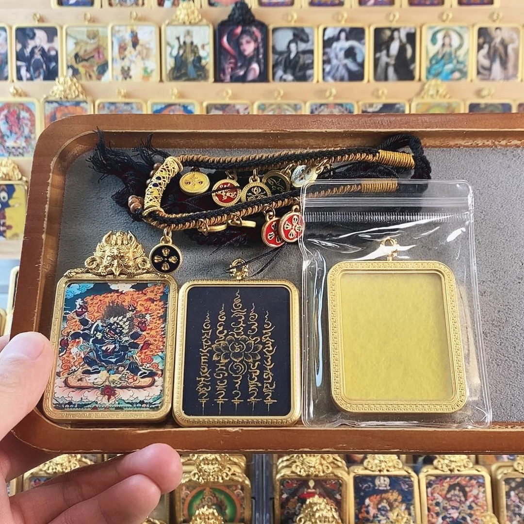 吊坠大黑天五条经文唐卡