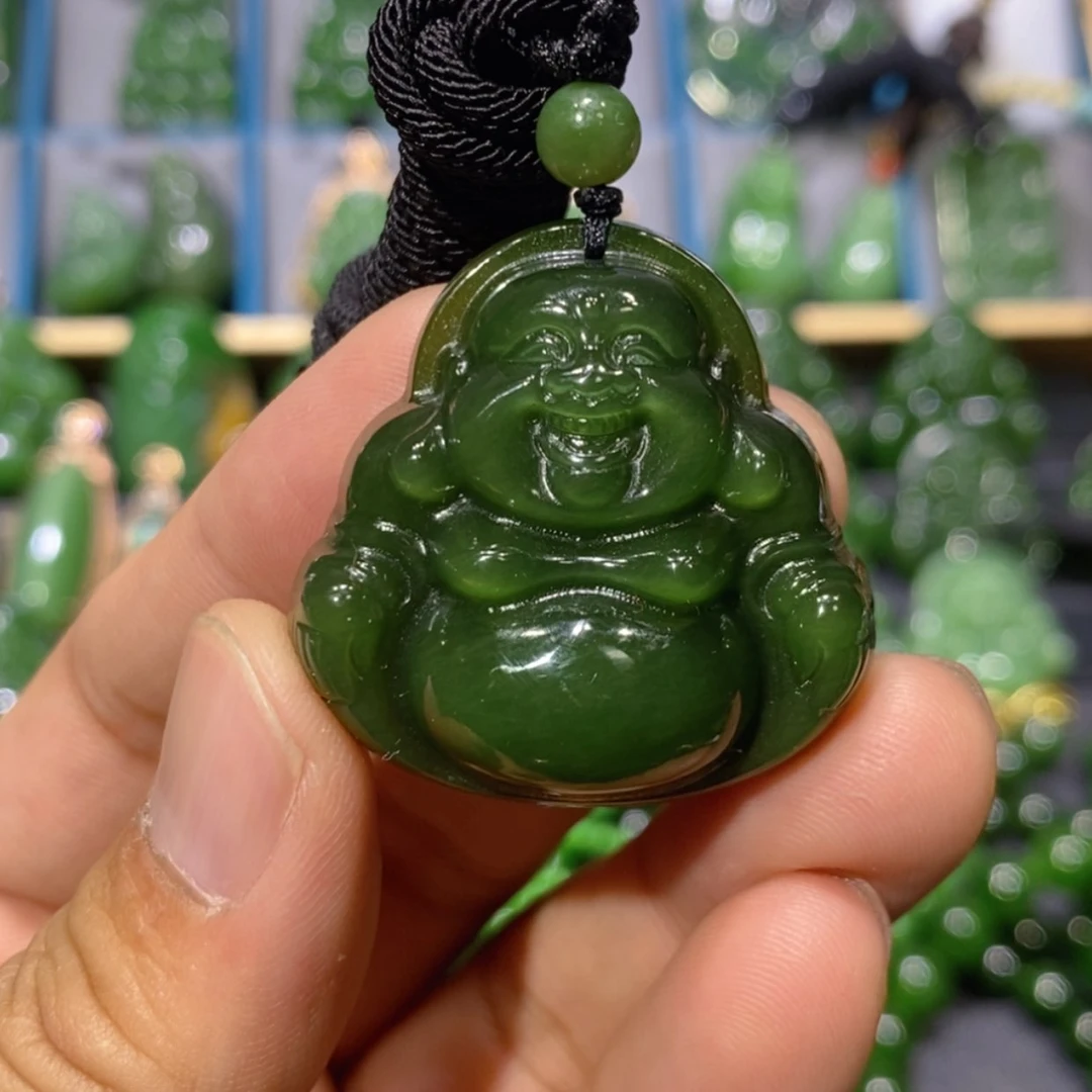 【闪购商品】和田玉吊坠(不含链)未镶嵌菠菜绿佛公 35/11.8