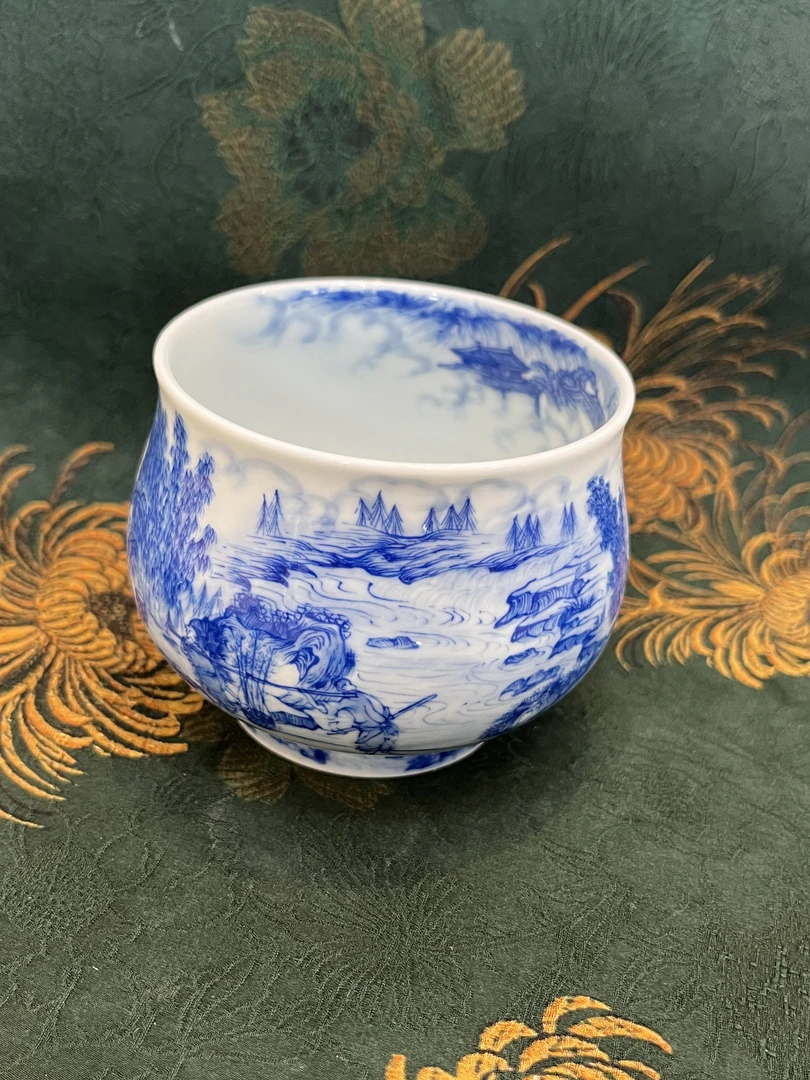景德镇陶瓷手工手绘高温釉下青花主人杯