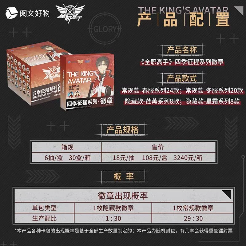 Hitcard【新品福福】全职高手四季征程系列吧唧徽章盲盒代拆