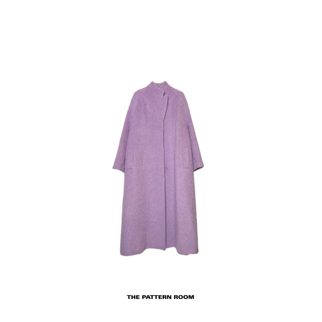 The pattern room | 量感时髦锁温香芋紫拉毛立领大衣