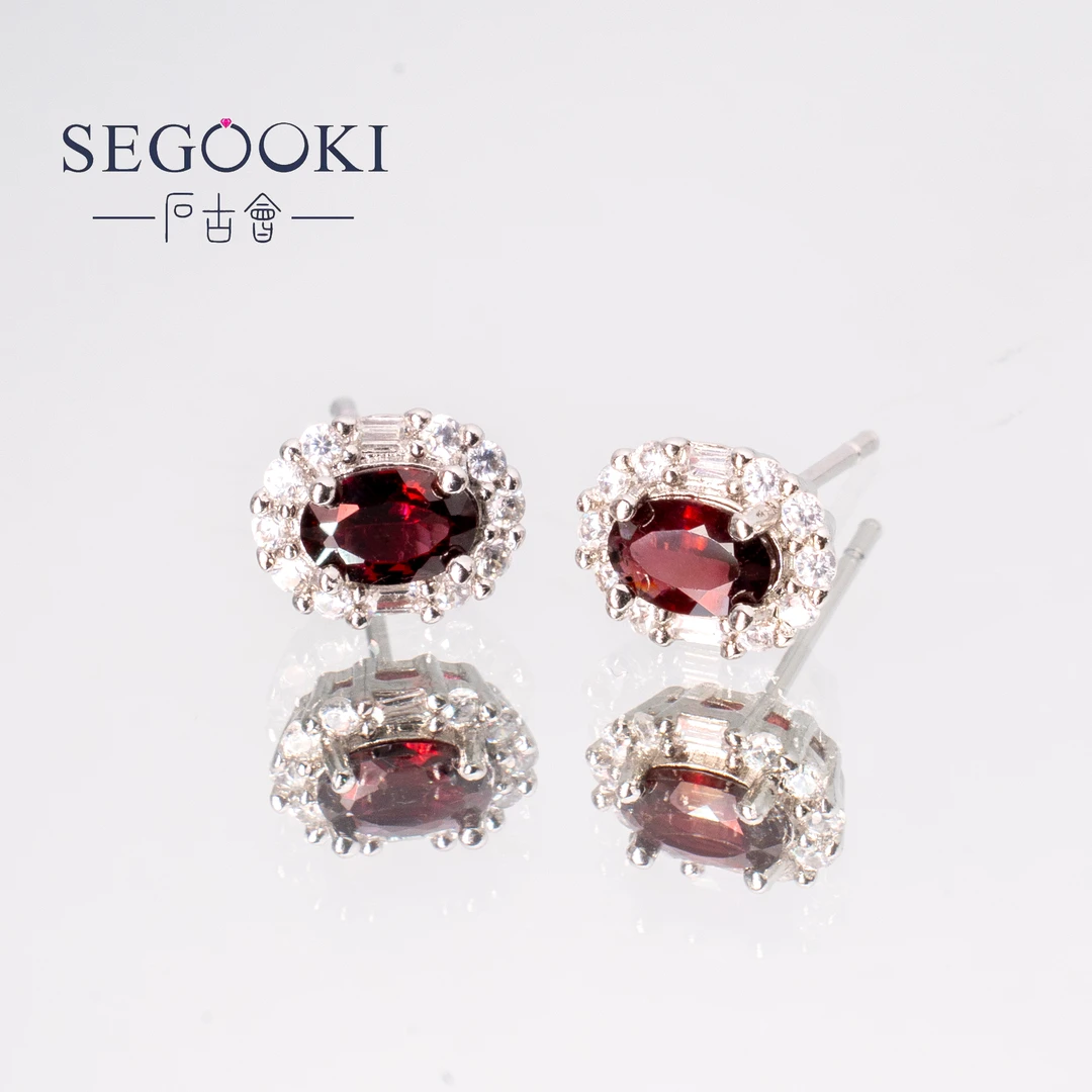 天然石榴石耳饰-SLS182