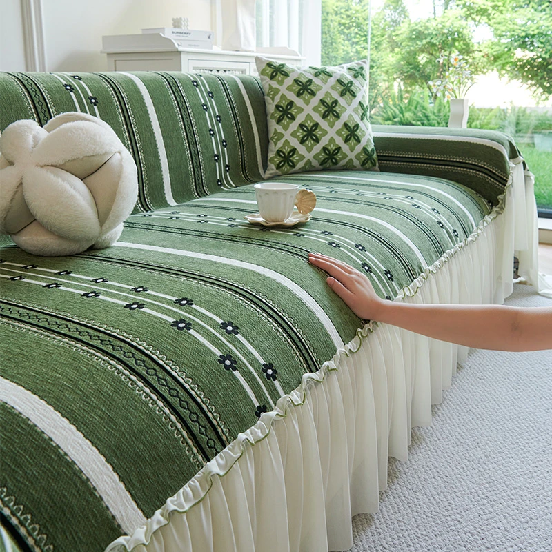 花提裙边小清新四季通用沙发盖布新款防尘四季通用一整张全盖毯