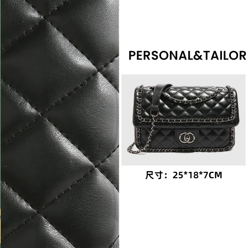 8910黑色斜挎包洋气百搭小方包菱格包网红小香风女士小众单肩包